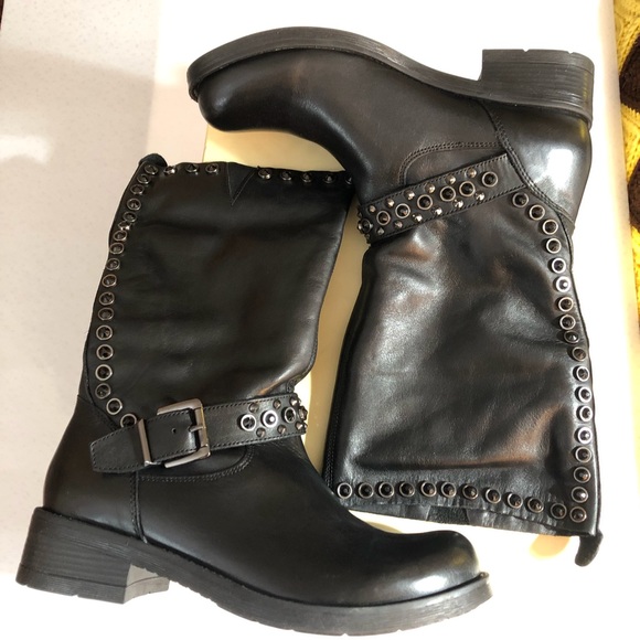 NEW Black Leather Motorcycle Men’s Boots Size 40 or Size 8/9 - Picture 2 of 10